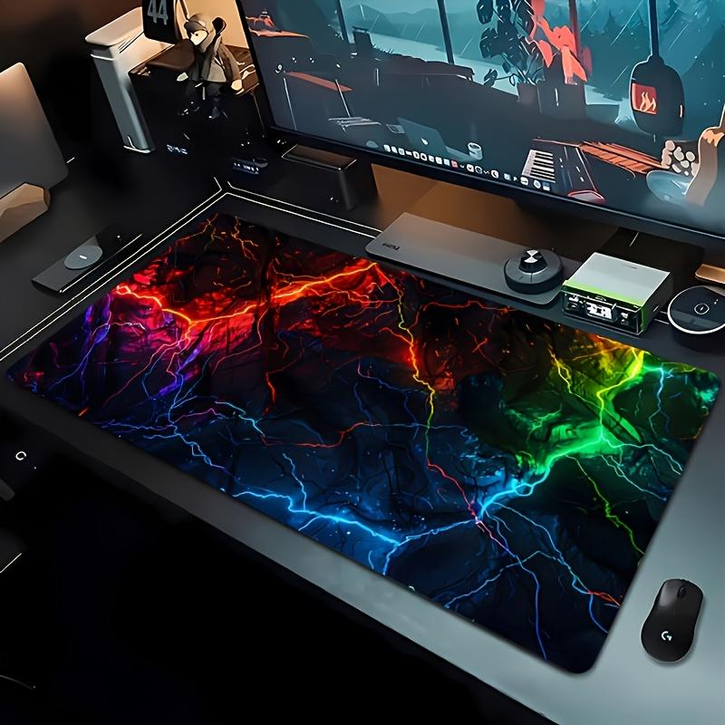 Large Gaming Mouse Pad Neon Lightning Design Desk Mats with Non-Slip Rubber Base Durable Long Keyboard Pads for Home Office Game
