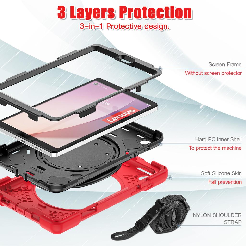360 Rotatable Kids Case Universal For Lenovo Tab M8 4th Gen 2024 2023 TB300FU 300XU TB301FU 301XU Heavy Duty Stand Cover Funda