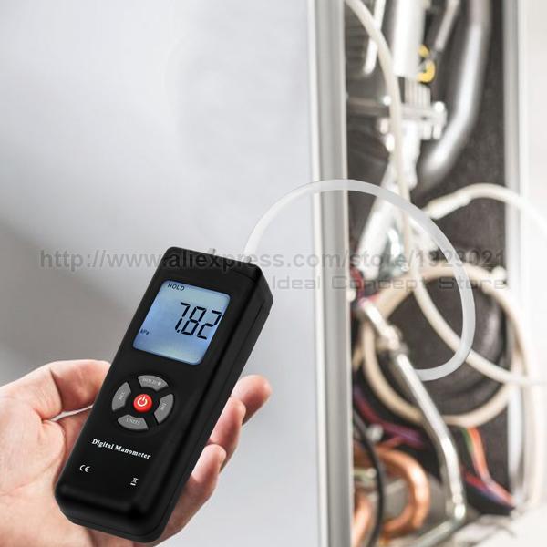 Manometer MAN-45 Digital Portable Handheld Air Vacuum Gas Pressure Gauge Meter with Backlight 11 units +/- 13.78kPa +/- 2PSI