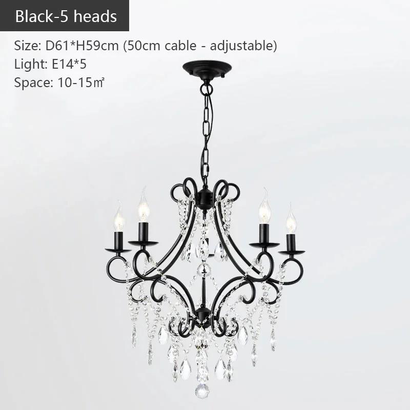 American Country Style Crystal Chandelier Iron Nordic Modern Living Room Candle Chandelier Bedroom Home Decoration Lighting