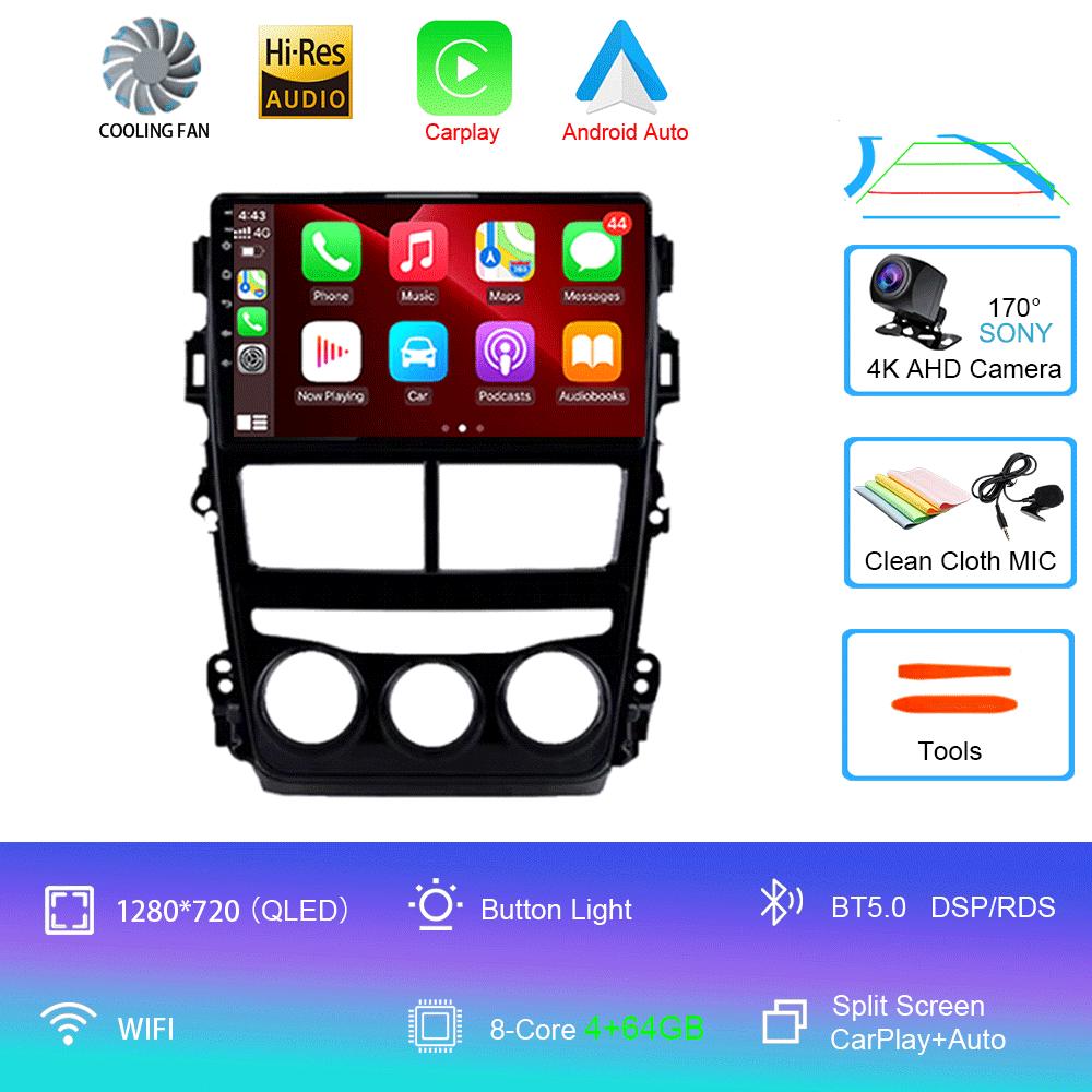 For Toyota Vios Yaris 2018 2019 2020 Car Radio Multimedia Player GPS Navigation Multimidia 2 Din Android 14 DSP No DVD