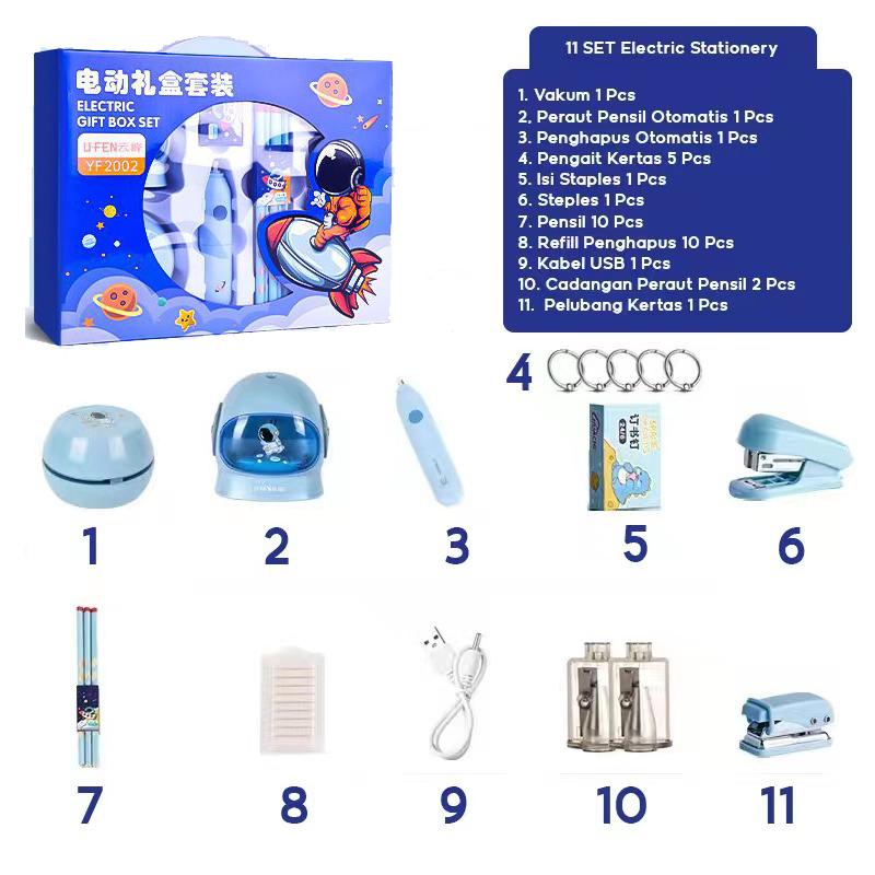 

Электронный канцелярский набор вакуумная точилка для карандашей ластик 11 в 1 / Электронный канцелярский набор обучающий подарок для девочек 11 set