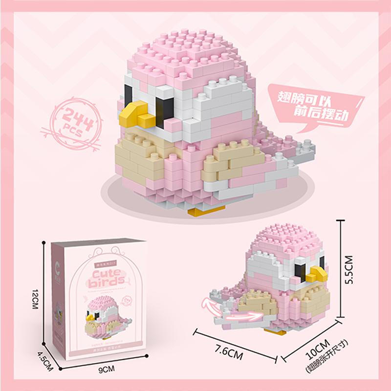 Moe Bird Series Building Blocks Model Cartoon Cute Parrots Sparrows Animal Assembly Bricks Home Decoration Toys Christmas Gifts