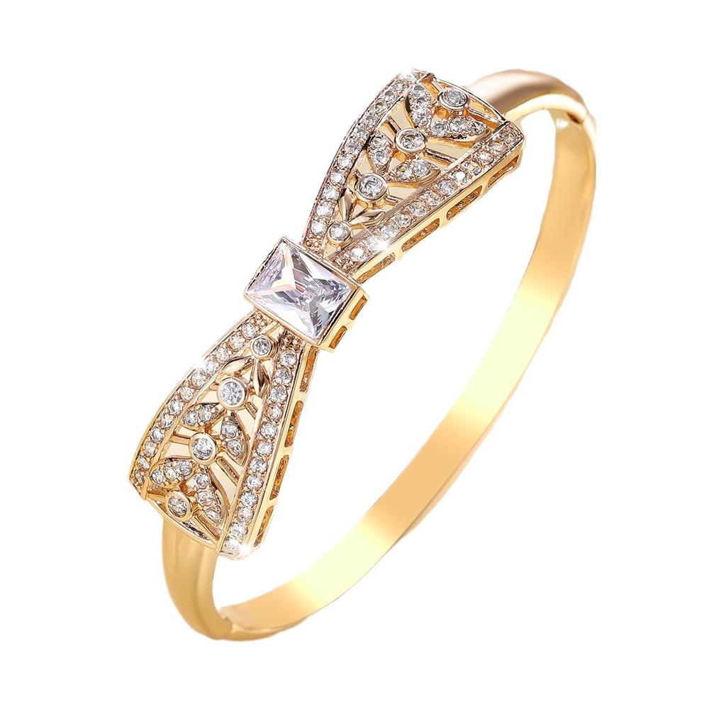 Korean Style New Fashionable and Exquisite Hollow Bow Micro-paved Zircon Women's Bracelet