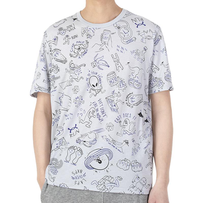 Under Armour All Over Print Crew Neck Pullover Graphic T-Shirt Men Tops White 1361484-014