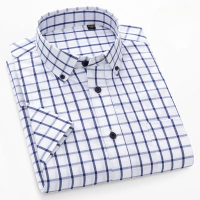 New In Shirt Summer 100%cotton Short Sleeve Shirts for Men Slim Fit Formal Plain Shirt Designer Plaid Korean Popular Clothes