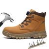 Leather Non Slip Work Boots for Men Rotating Button Safety Shoes Steel Toe Sneaker Male Puncture Proof Protective Boots