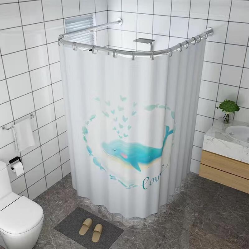 Punch-Free U-Shaped Shower Curtain and Rod Set