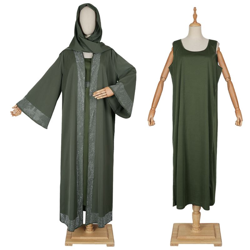 

Головной платок Амазонка Африка Ближний Восток Горячая страза Кардиган Майка Платье-танк Большой размер Халат Платье Комплект из двух предметов Платья Green XL