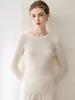 Women's 100% Pure Cashmere Seamless Sweater: Round Neck, Ribbed, Slim Fit, Minimalist Knitted Base Layer