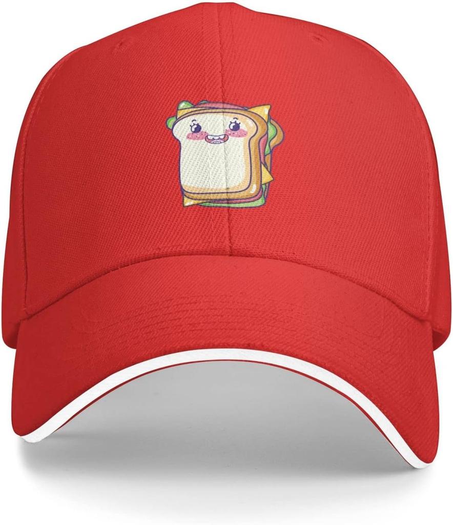 Cute Sandwich Print Baseball Cap Polyester Adjustable Casual Sun Protection Dad Hat for Unisex
