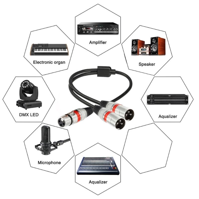 50CM Balanced Microphone Y Cable 3Pin Female to Double 3-Pin Male for Auditory Splitter and Mixers Connections