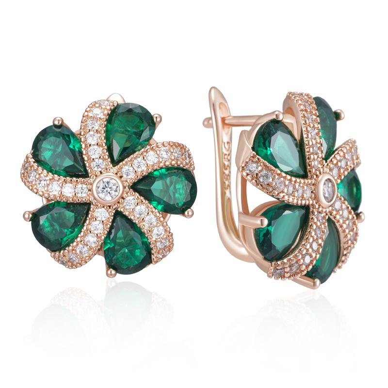 

Блестящие зеленые серьги-капли из натурального циркона для женщин, тренд, цвет розового золота, свадебные изящные украшения для невесты, кристальный подарок