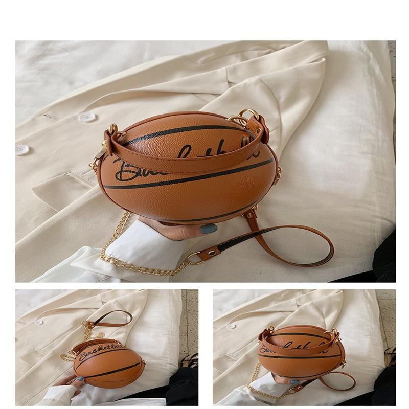 Women Ball Handbag Round Basketball Shape Small Handbags Coin Purse Casual PU Leather Female Crossbody Bags Crossbody Girls