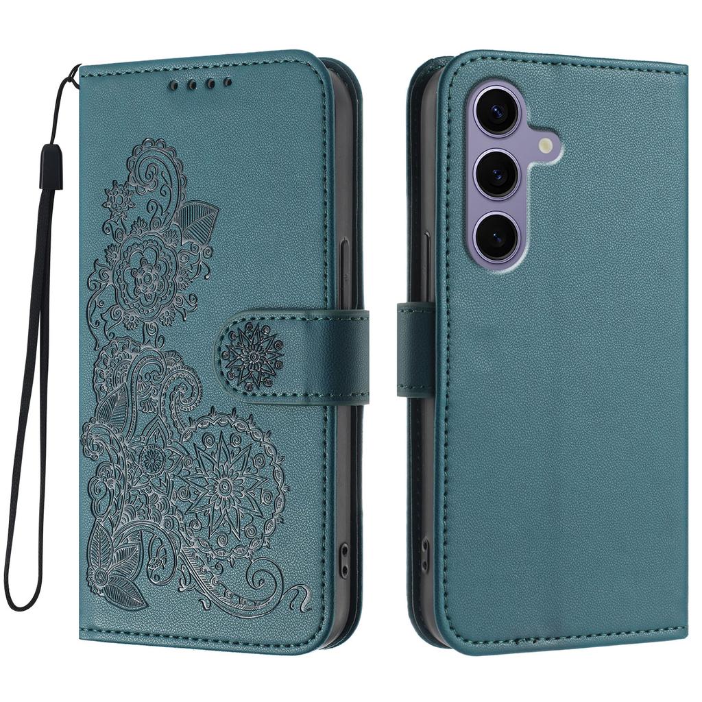 For Samsung Galaxy S24/Galaxy S25 Phone Cases Mandala Flower Leather Wallet Mobile Cover with Strap