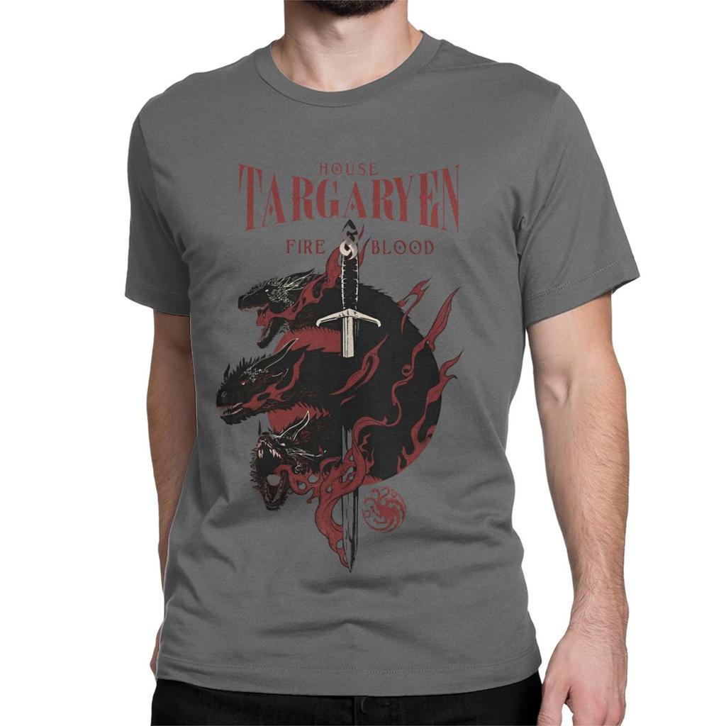 Haus Targaryen Fire And Blood GOT T-Shirt für Herren Damen Erstaunliches 100% Baumwolle T-Shirt Rundhals T-Shirt 4XL 5XL 6XL Oberteile