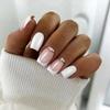 24Pcs Short French Press On Nails Kit With Tools Seamless Removable Full Cover Fake Nails