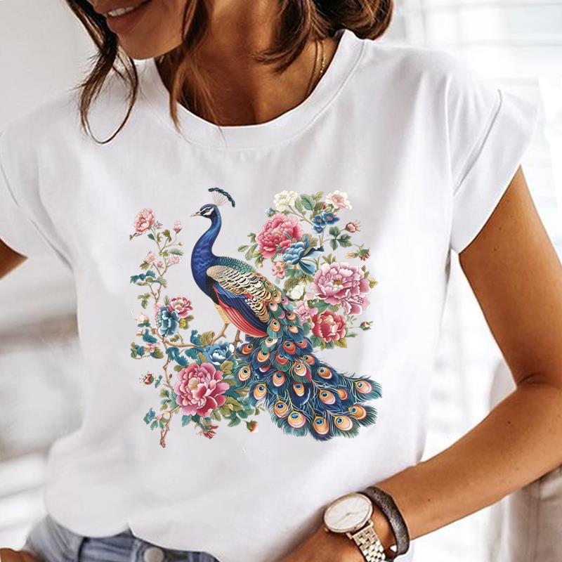 (Asian Size) flower style cute Lady Female Top Printed Clothing Casual T Shirt Fashion Graphic Short Sleeve T-shirts Women Tee