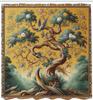 Vintage Shower Curtain, Floral Tree with Exotic Peacock Birds in Historic Painting Mural Look Print, Cloth Fabric Bath