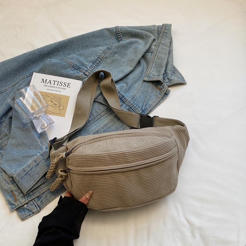 Trendy Women's Corduroy Crossbody Bag - Large, Simple Solid Color Shoulder Bag