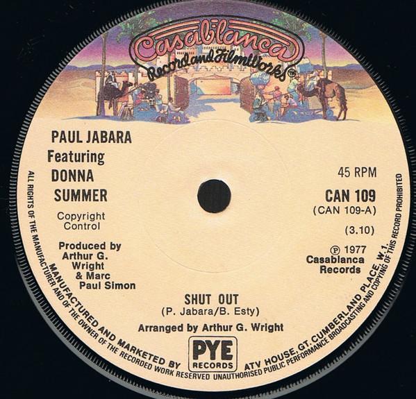 

7-дюймовая пластинка PAUL JABARA DONNA SUMMER Shut Out CAN109 Casablanca 1977 UK SoulFunk Б/у