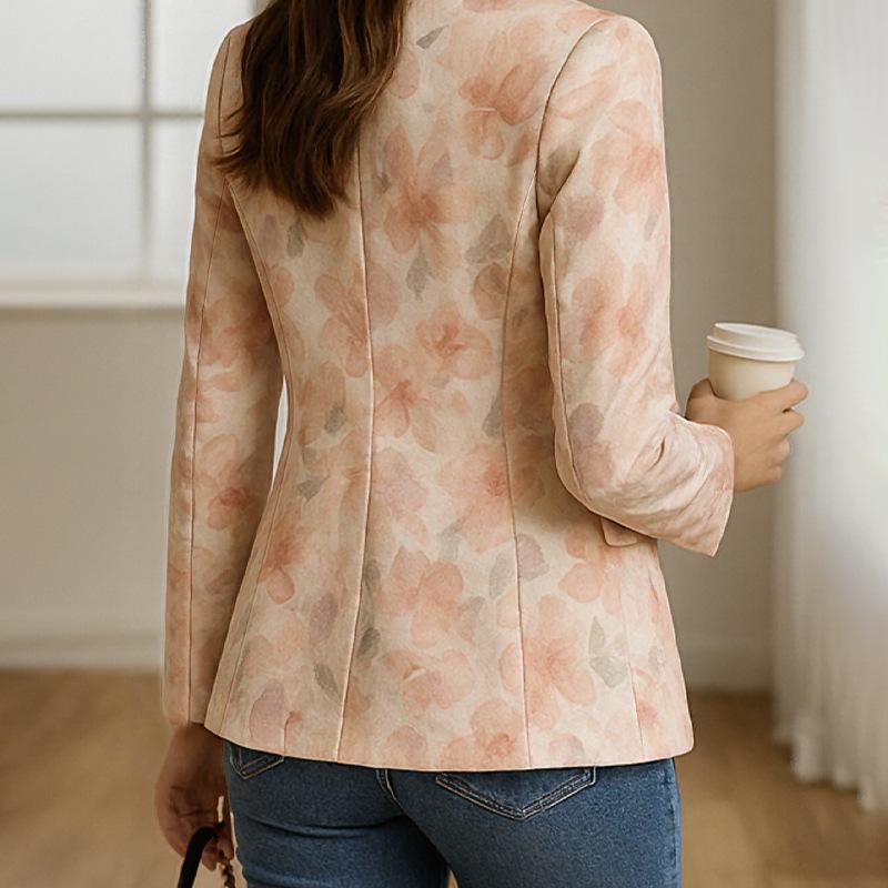 Women's European Floral Print Single-Breasted Jacket