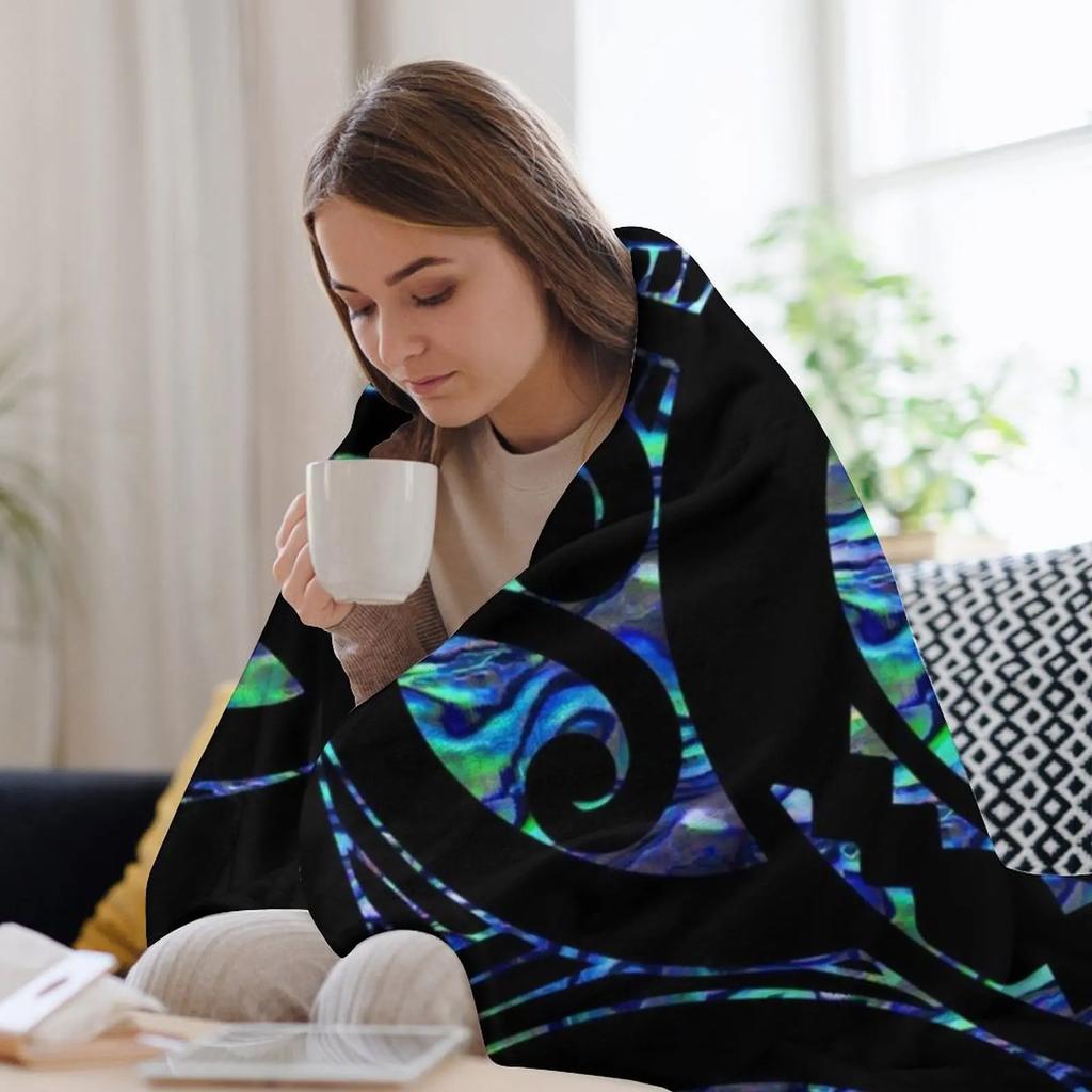 New Zealand Maori Paua Tattoo Koru Design Throw Blanket Luxurious Soft Blanket Holiday Gift For Family