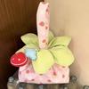 Large Capacity Plaid Print Handbag Bundle Pocket Strawberry Printed Storage Bag  Student