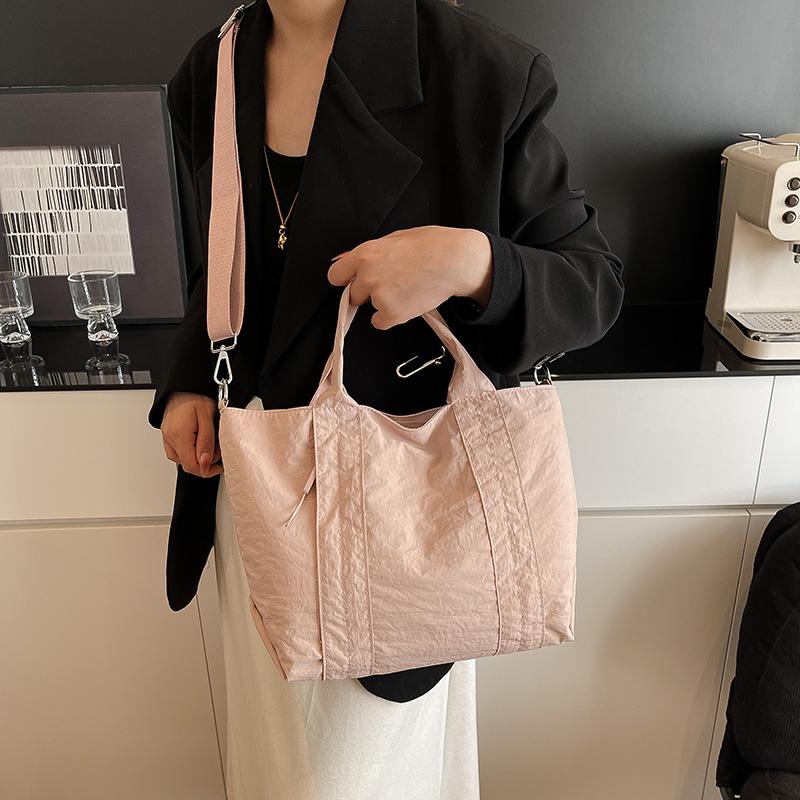 Solid Color Handbag Women's Large Capacity Lightweight Tote Bag Commuter Shoulder Crossbody Bag
