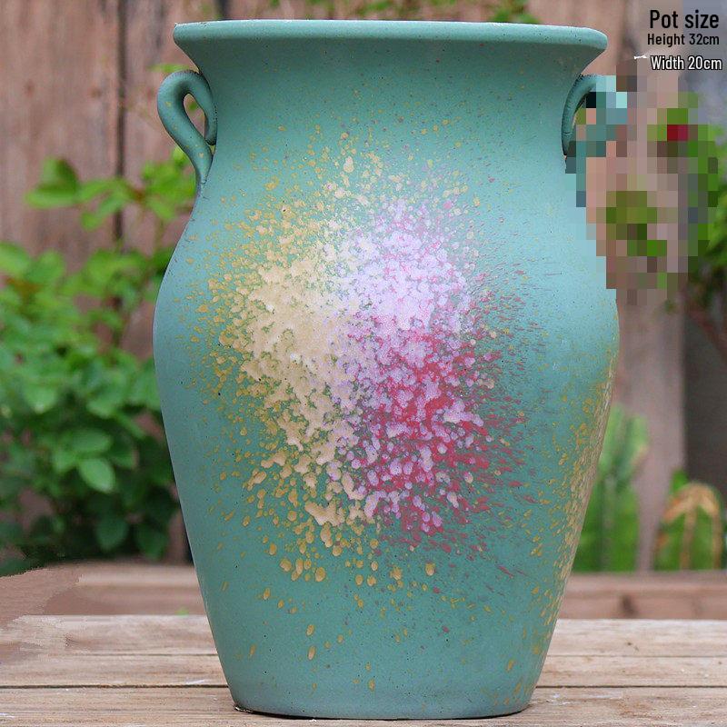 Handmade Large Ceramic Pot for Succulents & Orchids - Breathable, Coarse Pottery Bonsai Planter