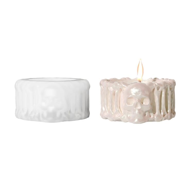 

Candle Cup Mold Skull Shape Tealight Base Moulds Crafting Molds Unique Candle Cup Molds Suitable for Handmade Present Set