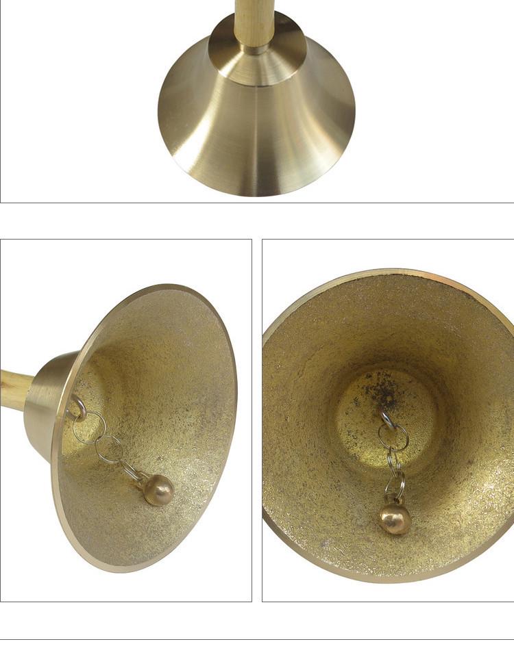 Cloche portative en cuivre de 14 cm avec manche en bois - Grand instrument de percussion pour Noël ou pour les animaux de compagnie