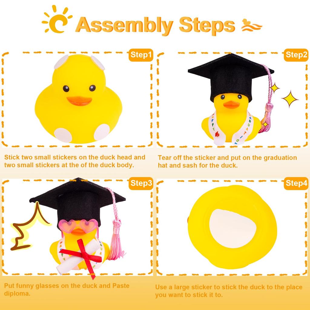 48 Set Graduation Rubber Ducks With Grad Cap Rubber Duck Graduation Party Duck Graduation Cap Duck For Student Graduation Gifts