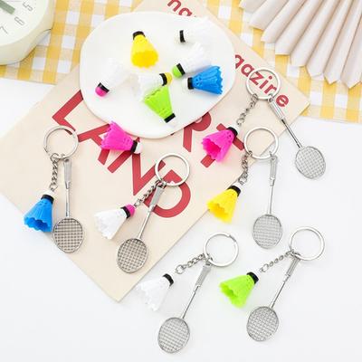 Plastic Badminton Keychain Zinc Zinc Alloy Bag Pendant Mini Badminton Metal Car Keychain  Key Decoration