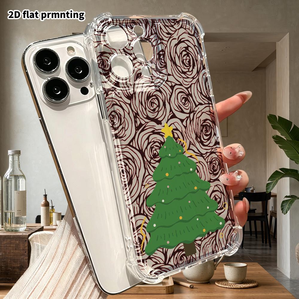 Phone Case: 2D flat design, fits iPhone 18 17 16 15 14 13 Pro, transparent corners protective case, Christmas cartoon, Christmas and Halloween gift