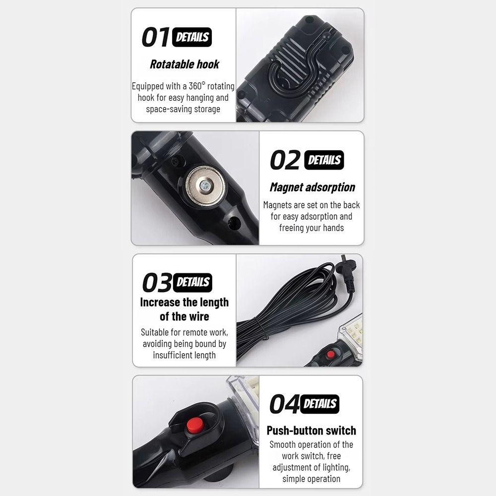 1Pcs 5M Pure Copper Wire Auto Repair Lamp 30 Leads Handheld Inspection Lamp  For Car Garage Workshop