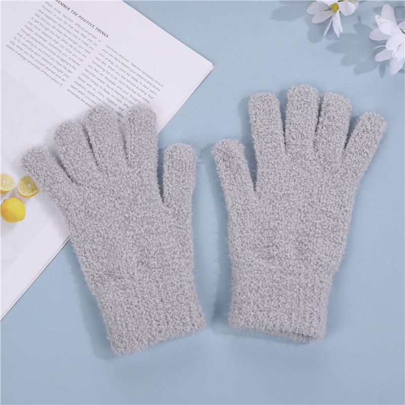 

Осенне-зимние перчатки для родителей и детей, детские бархатные теплые перчатки с пятью пальцами, зимние утолщенные и теплые детские перчатки для велосипедистов One Size