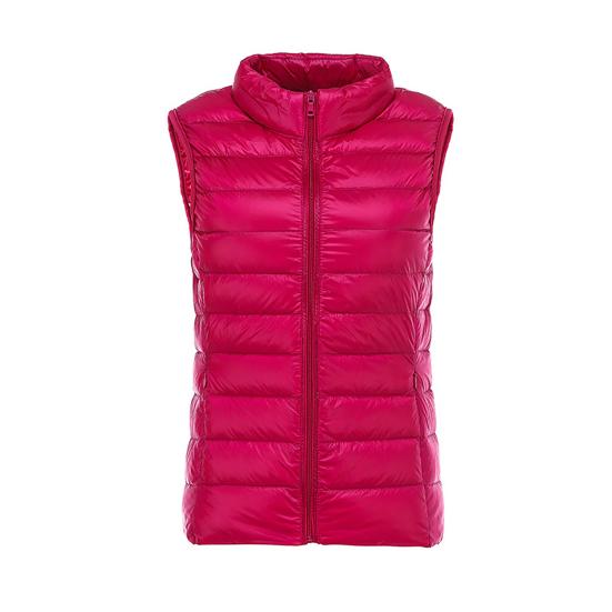 Women Down Vest Fluffy Filling Solid Color Stand Collar Sleeveless Waistcoat for Daily Wear