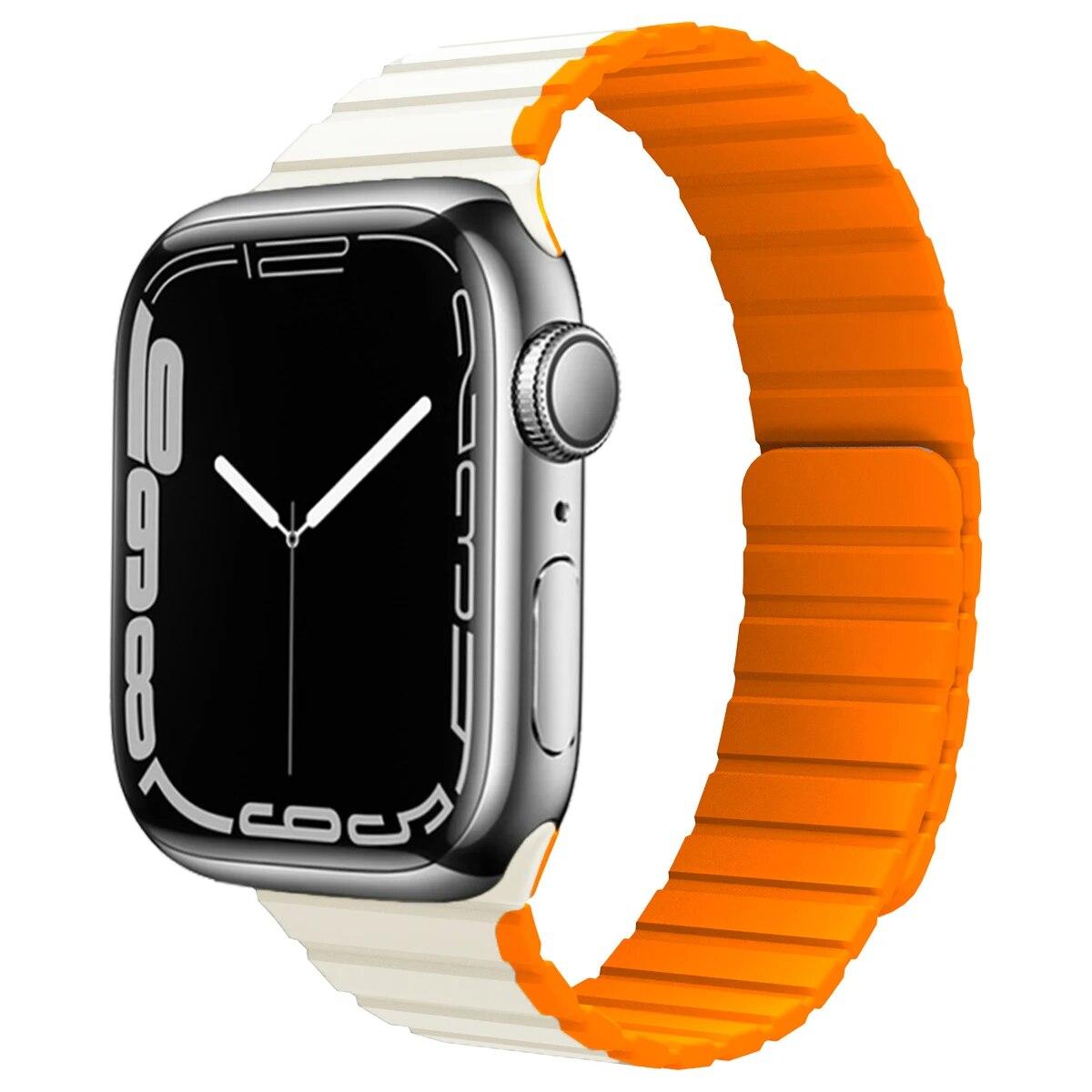 

Силиконовый ремешок для Apple Watch Band 45 мм, 41 мм, 44 мм, 40 мм, 42 мм, браслет с магнитной звеньью iWatch Ultar 2, 49 мм, 9, 8, 7, 6 SE 5, аксессуары 42mm 44mm 45mm 49mm