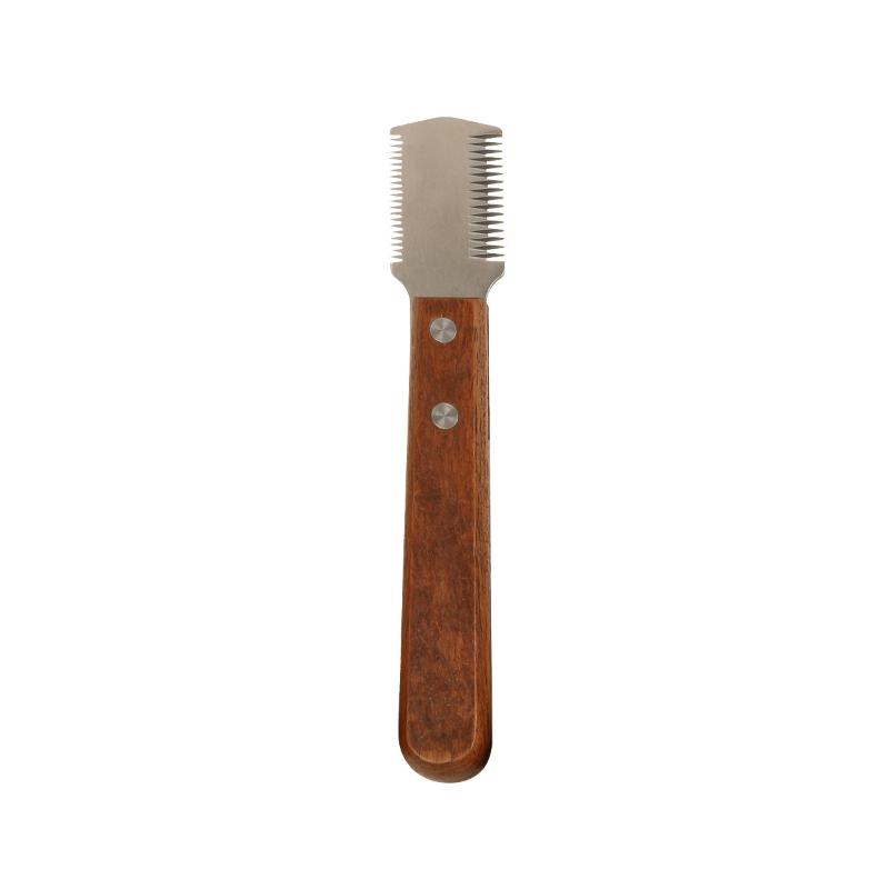 Pet Mat Tangles Removing Stripping Knife Stainless Steel Tool with Wooden Handle for Long Hair Cat Dog Grooming
