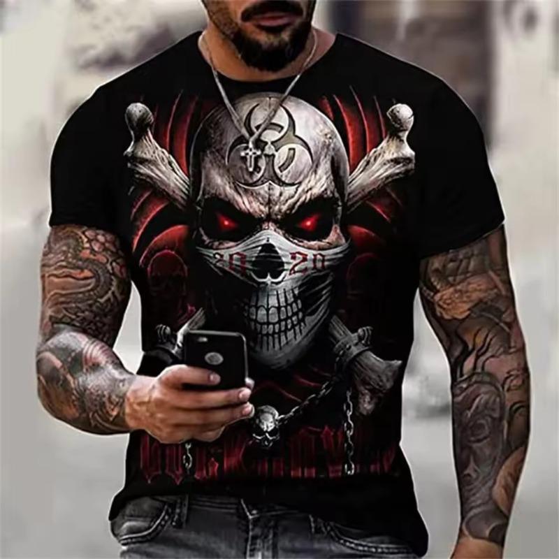 

Men s 3D Printed T-Shirt Fashion Style O-Neck Short-Sleeved Tops Skull Pattern Men s T-Shirt Oversized Tee Men s Clothing S