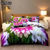 3D Digital Printing Fashion Design Natural Flowers Bedding Set, Queen Size Duvet Cover Set