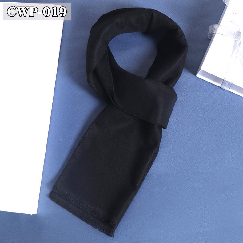 2025 Winter Men's Black Grey Plaid Imitation Cashmere Scarf