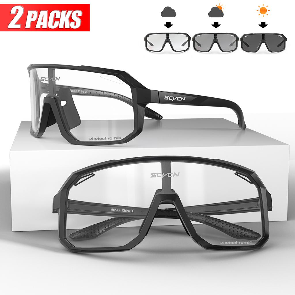 2er-Pack Photochrome Fahrrad-Radbrille Mtb-Radbrille Schutzbrille Fahrrad Mountainbike Herren Damen Sportbrille