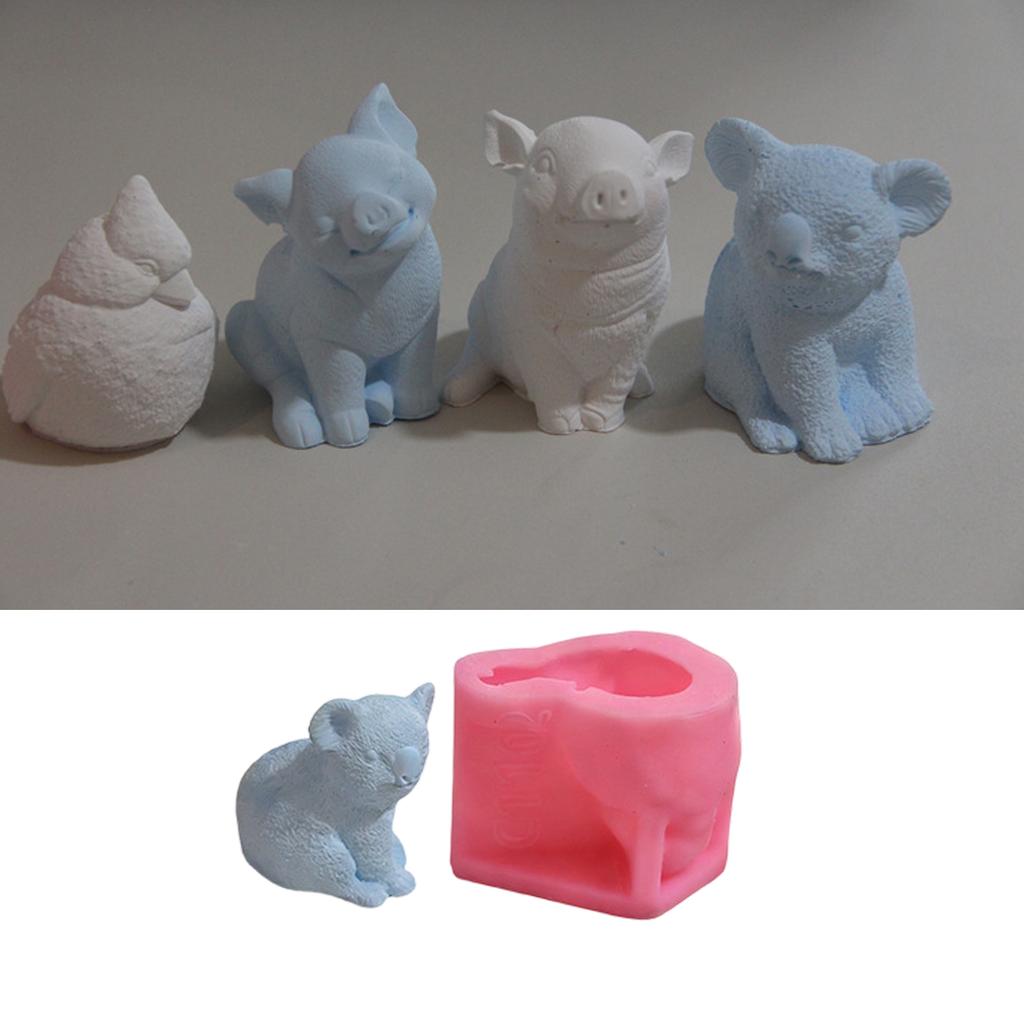 Artistic Animal Shaped Silicone Mould Featuring Pig Koala And Bird Pattern Suitable For Handmade Candle And Craft
