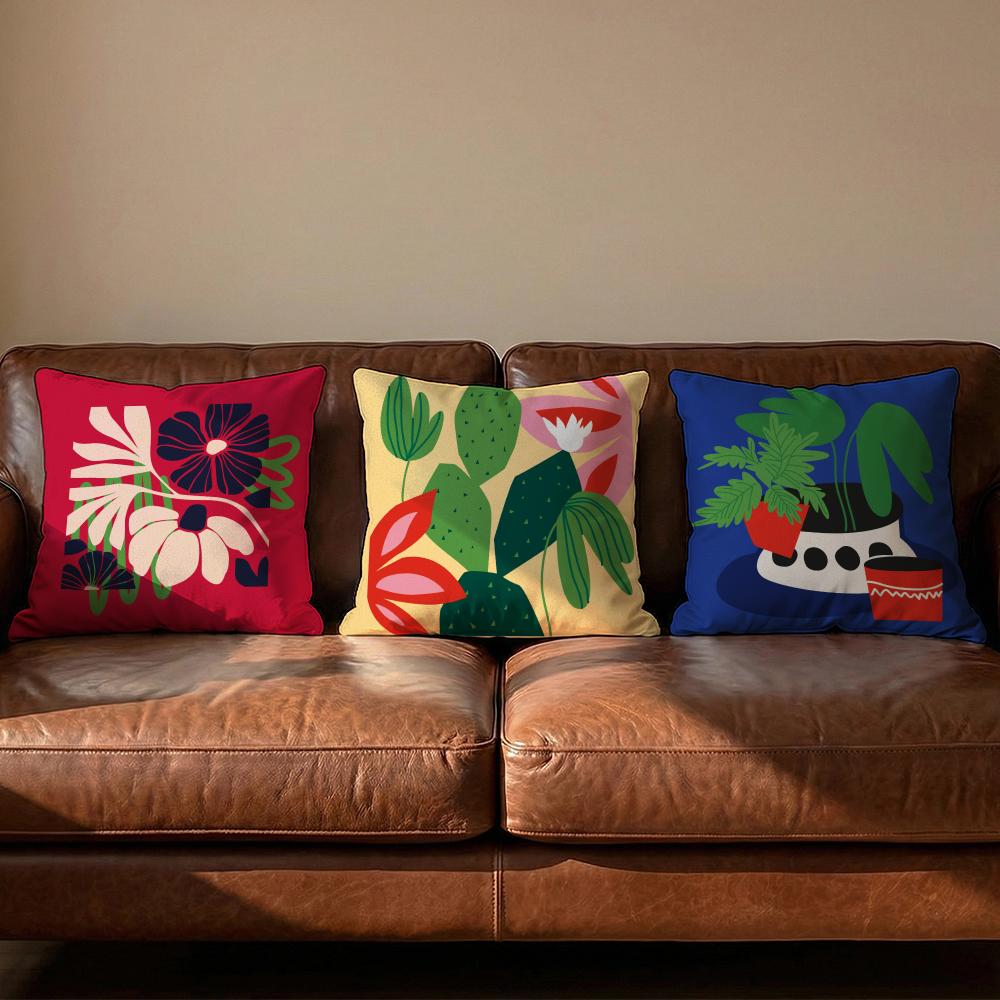 Plants and Flowers Cushion Cover Soft Reversible Durable Pillow Cover MultiScene Use for Home Car Daily Comfort