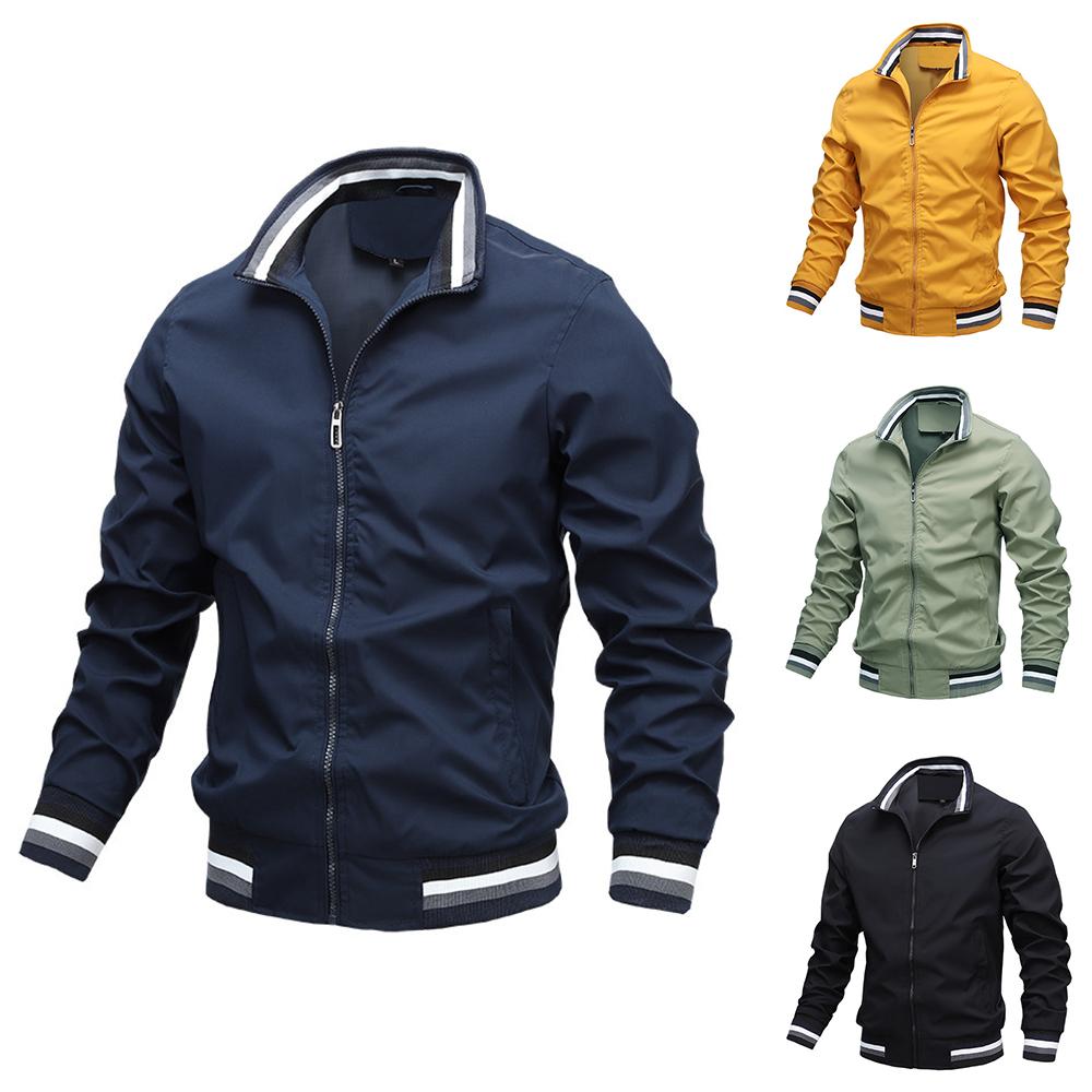 

Мужчины Twill Нейлон Твердое пальто Ежедневная молния Карманы Куртки Повседневная верхняя одежда S-2XL