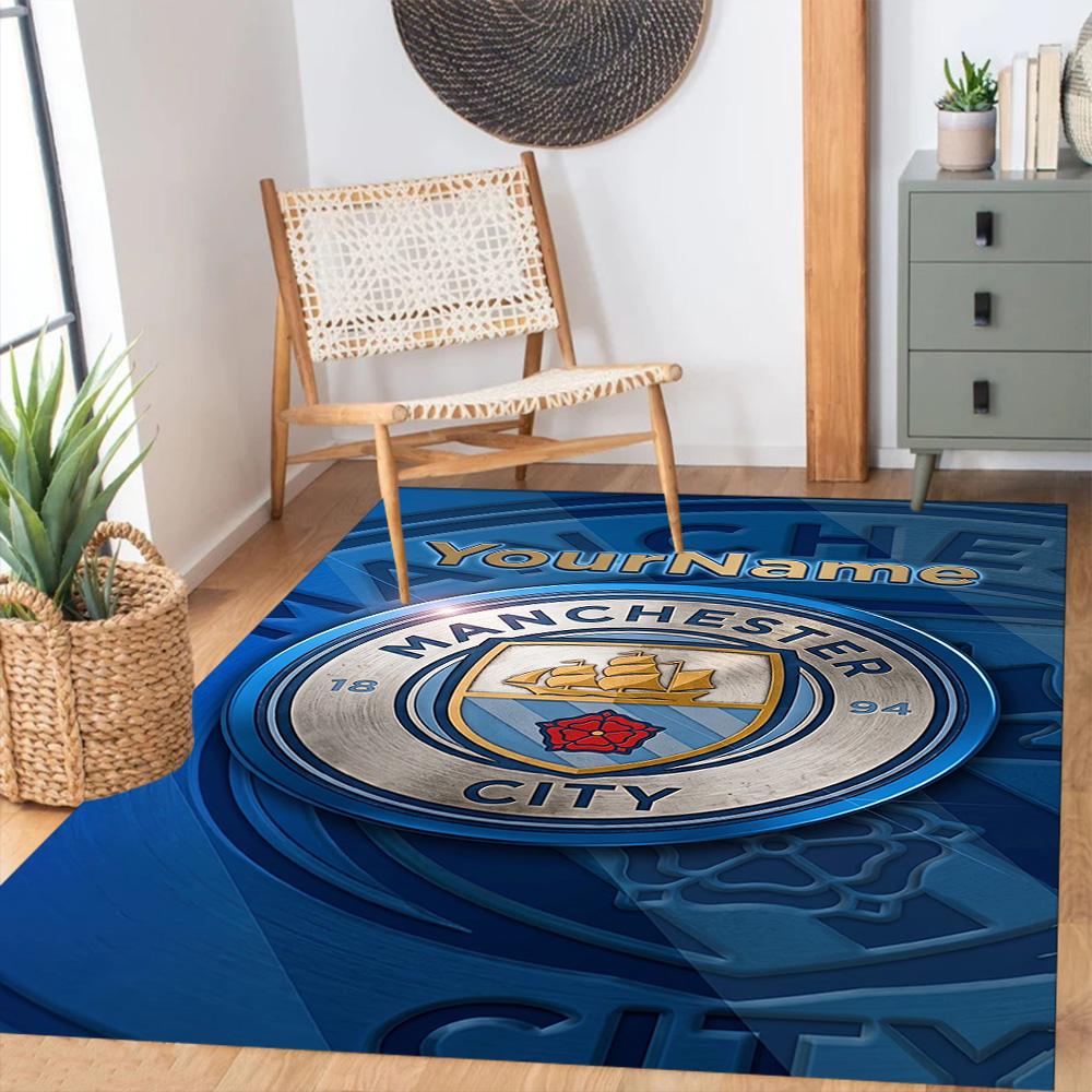 Manchester City 50 Personalized Name Floor Mat Design for Bedrooms Playrooms Kitchen Study room Anti-slip Rug Decorate Offices