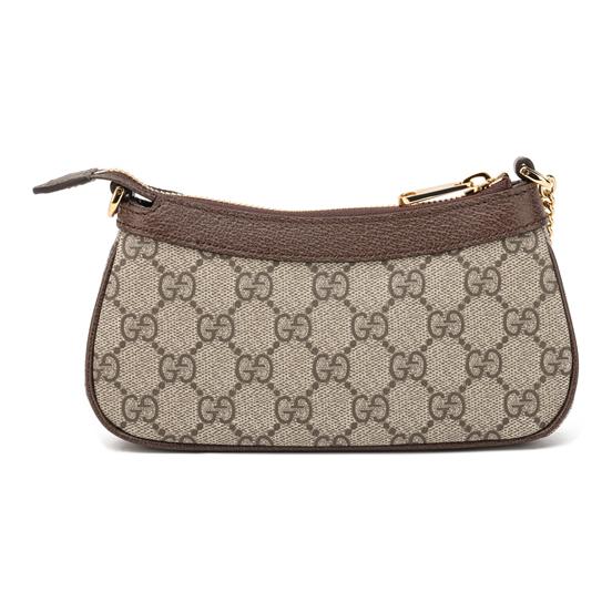 GUCCI Ophidia Double G Logo Zip Closure Canvas and Leather Mahjong Bag Underarm Bbag Shoulder Bag Handbag Mini Women's Beige with Ebony Color