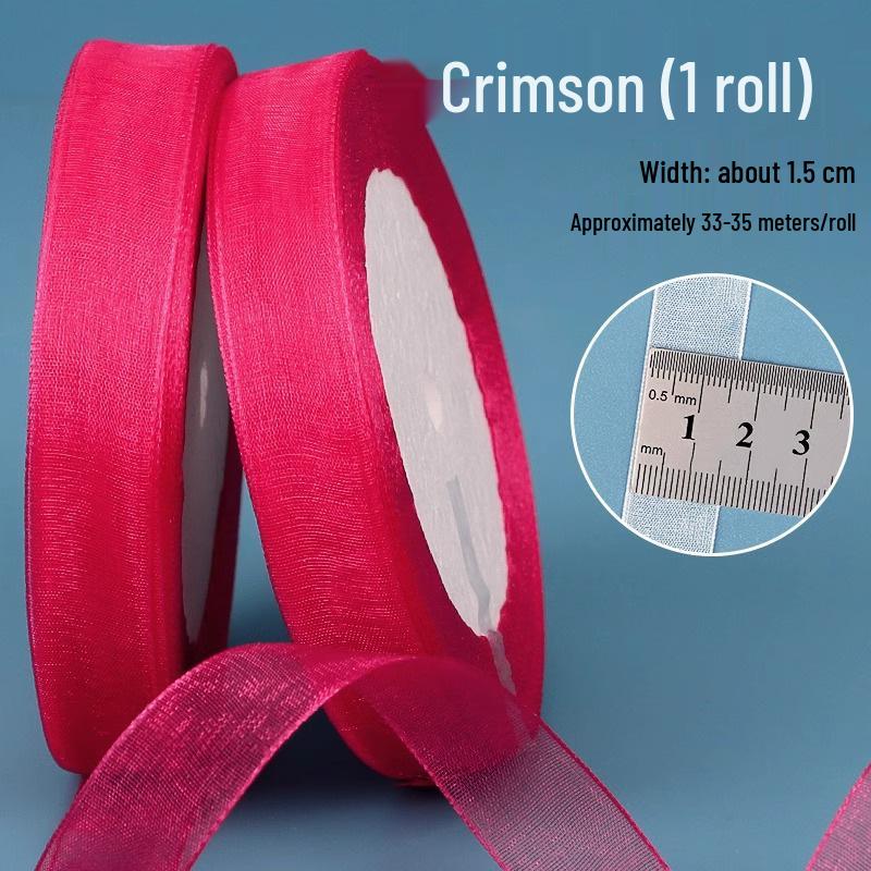 1.5cm Transparent Snow Yarn Ribbon for Gift Wrapping, DIY Crafts, Hair Accessories, and Chiffon Projects.